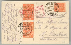 AIRMAIL 1922 WESTERLAND (023586)