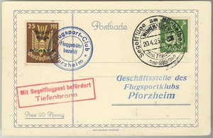 SEMI-OFFICIAL AIRS 1924 PFORZHEIM GLIDER FLIGHT (021544)